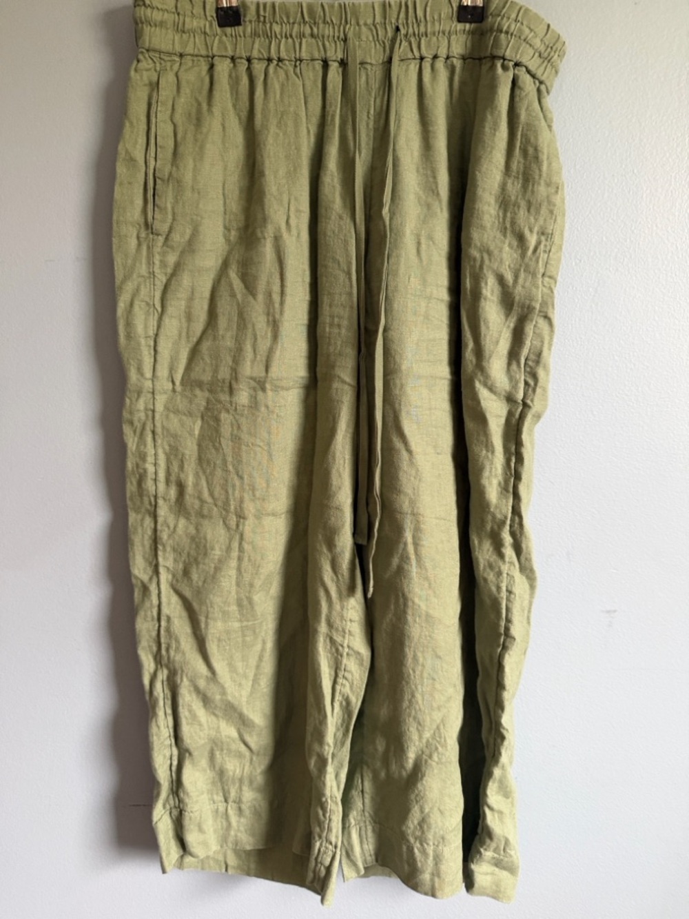J. Crew Linen Drawstring Pants in Olive